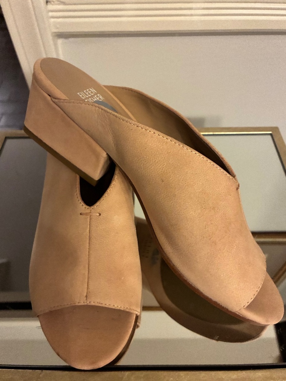 Eileen Fisher Katniss Nubuck open toe Mules Size 7